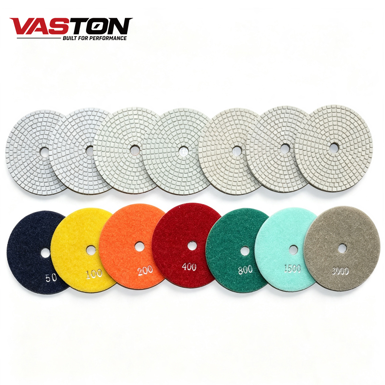 Diamond resin polishing pads with multiple grit sizes for concrete floor polishing