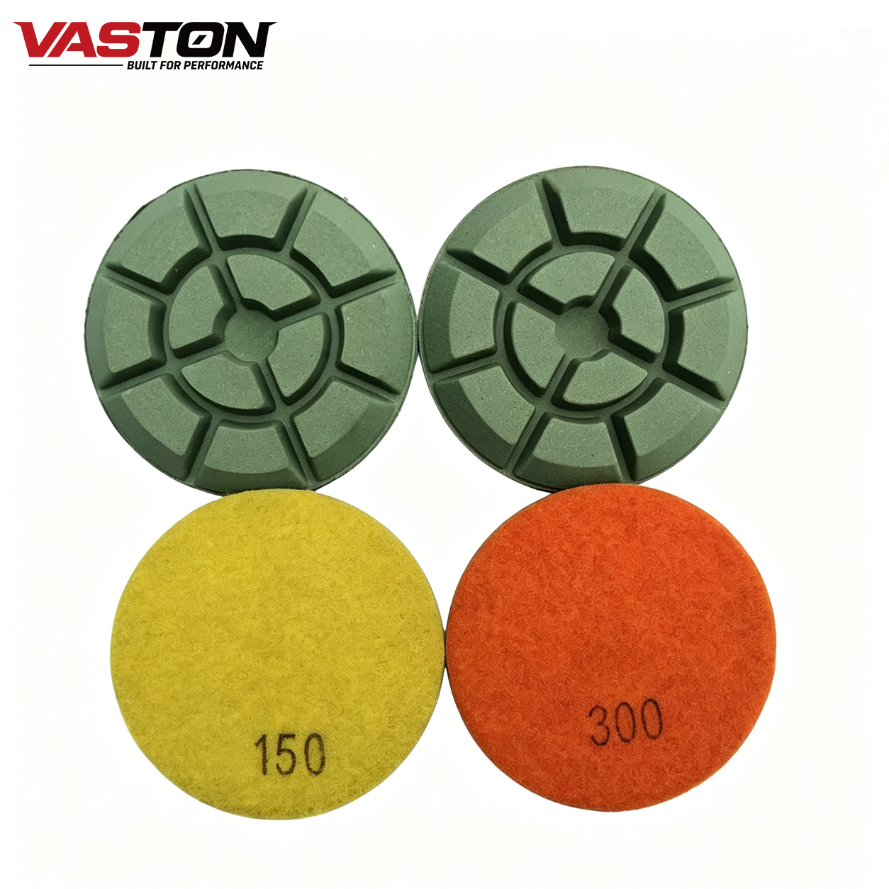 Hybrid diamond buffing pads for concrete floor polishing and surface refinement
