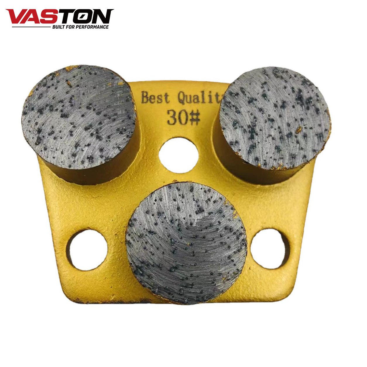close up detail of three holes diamond grinding segment