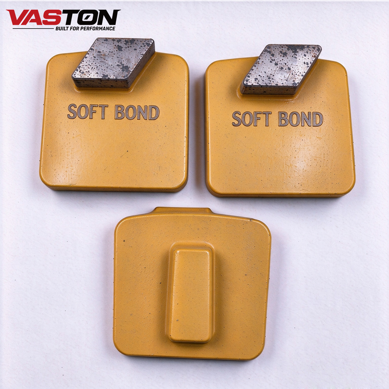 Redi Lock soft bond single segment diamond grinding shoe yellow base for concrete grinder